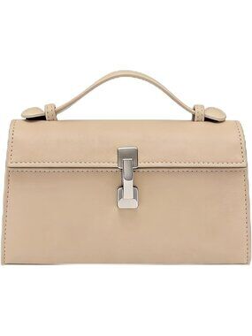 Women's Beige Small Clutch Purse Top Handle Wedding Prom Crossbody Bag